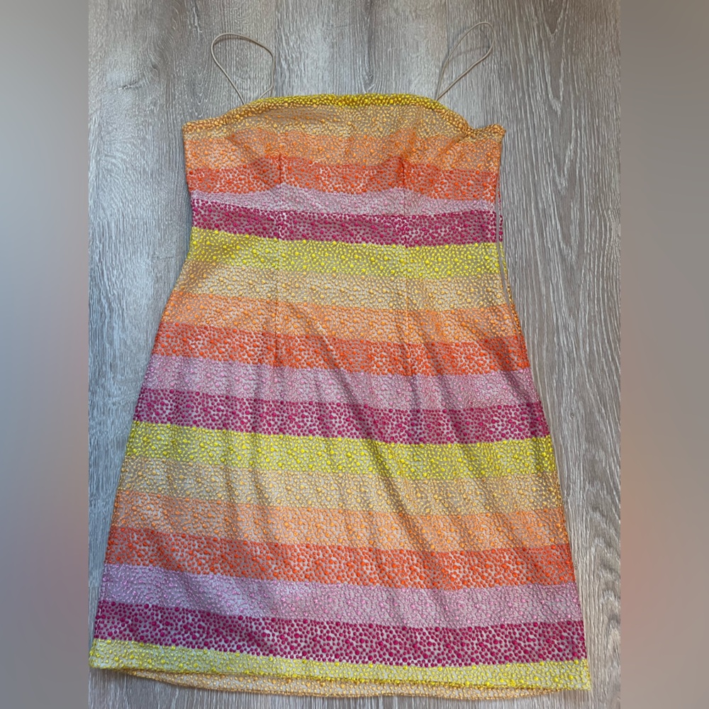 Show Me Your Mumu textured colors dress spaghetti strap lined medium